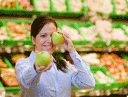 Gesunde Ernährung Apfel Frau Supermarkt