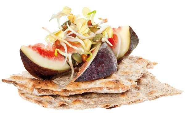 Gourmet-Mix mit Feigen Sprossen Knächebrot