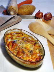 Wintergemüsegratin Schale mit Wintergemüsegratin
